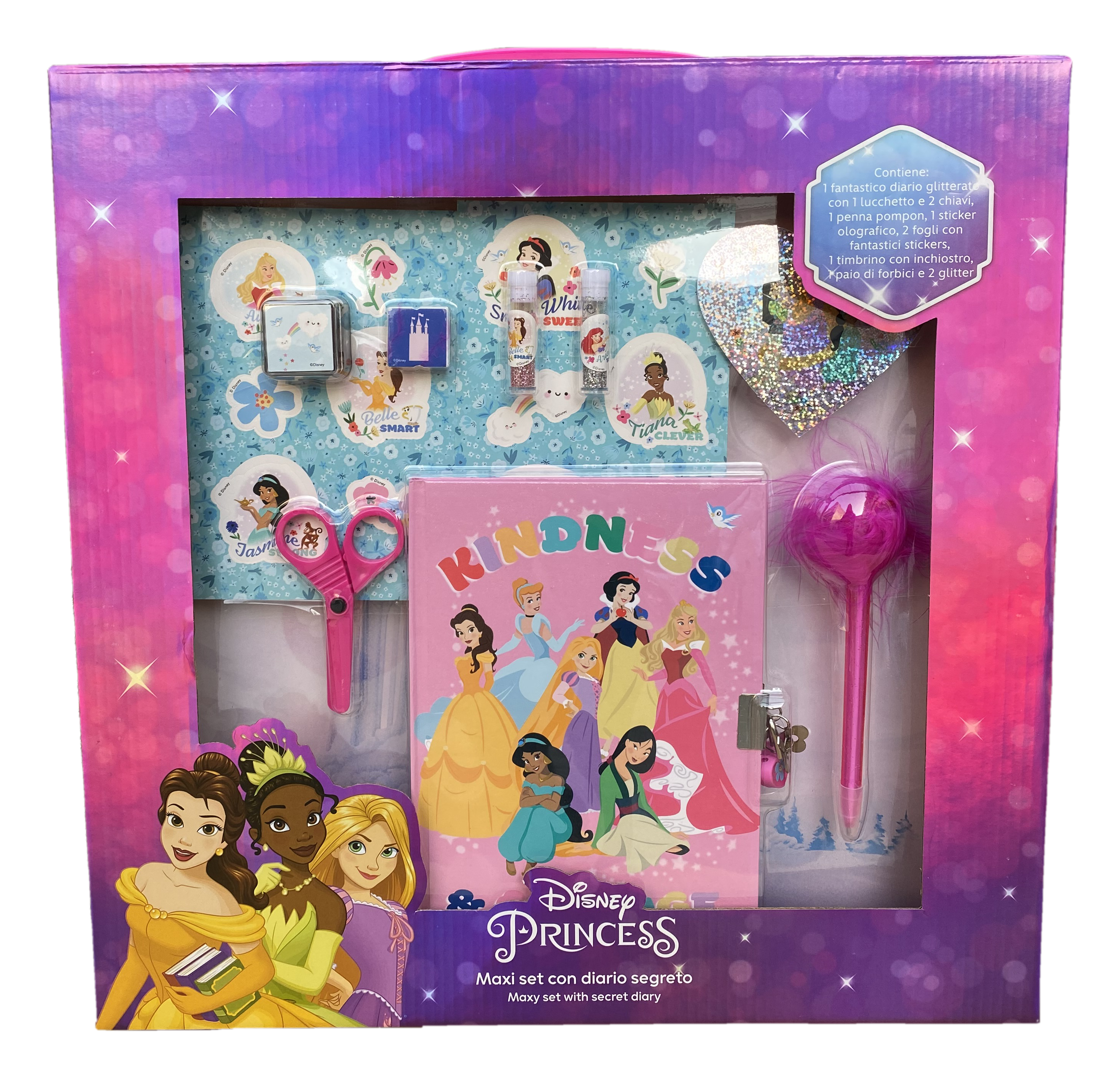 Maxi Set Diario Segreto con Accessori Principesse DISNEY in Confezione Regalo - Pr0827
