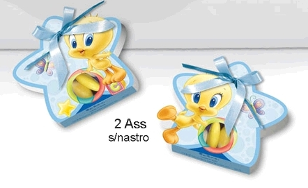 Bomboniera Astuccio Titty Looney Tunes Portaconfetti Celeste Cm. 12x11x2
