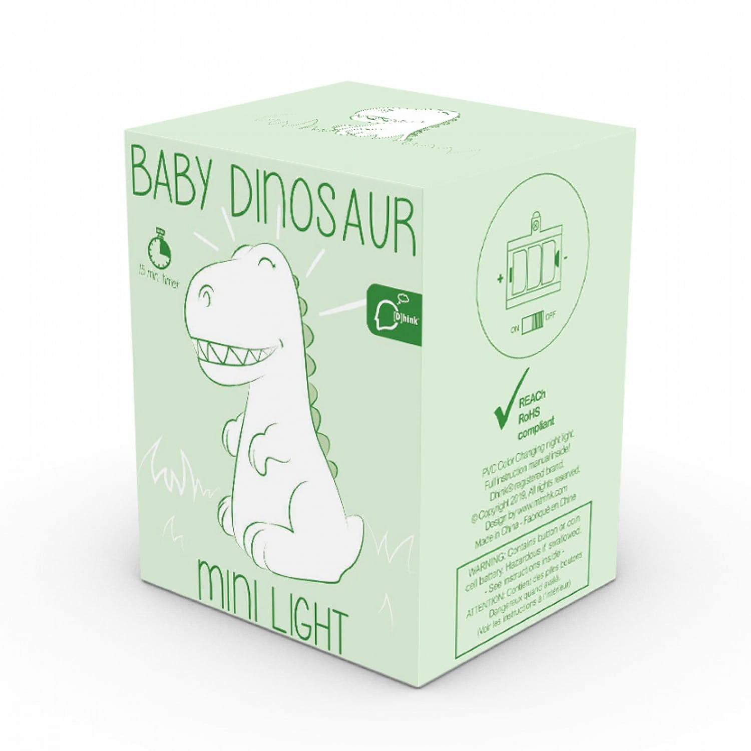 Mini Lampada 3d Dinosauro Comodino Luce LED Colorate a Batterie - D471-01