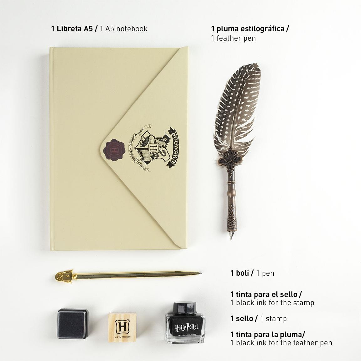 Set Cancelleria Harry Potter Hogwarts 5 Pezzi con Penna Stilografica - 3662