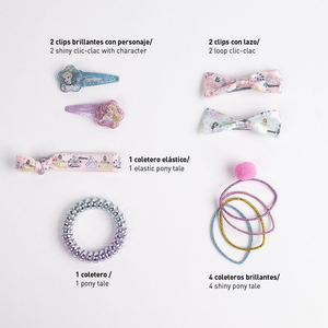 Set Accessori Capelli Principesse DISNEY 10 Pezzi in Scatola di Latta - 1910