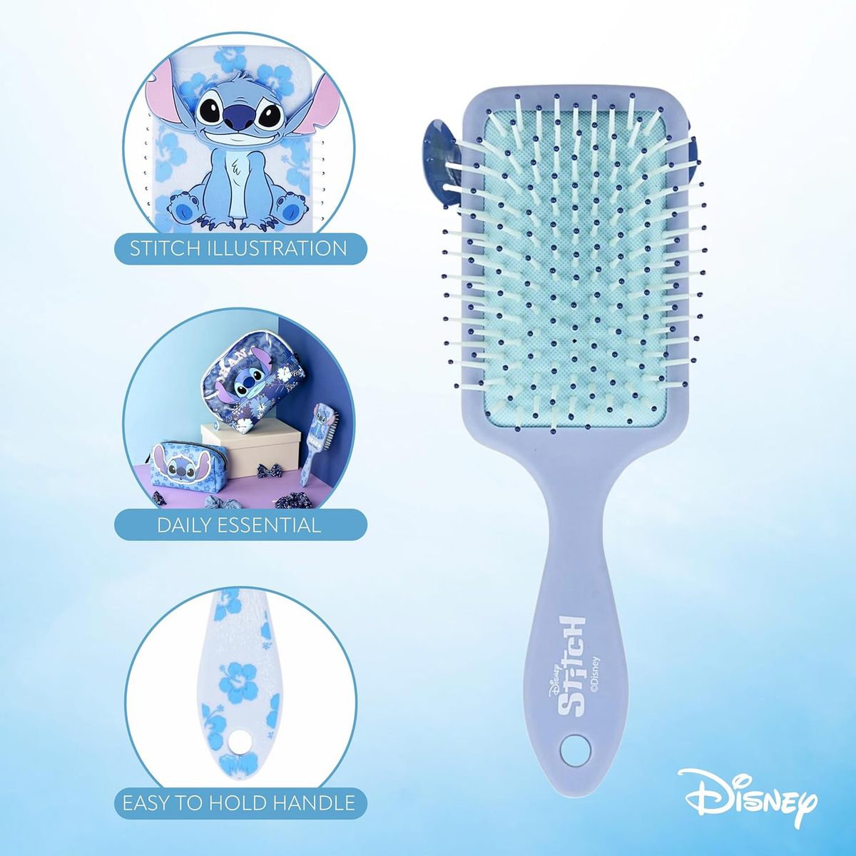 Spazzola Piatta per Capelli Lilo & Stitch DISNEY 22 CM con Personaggio 3d- 2349