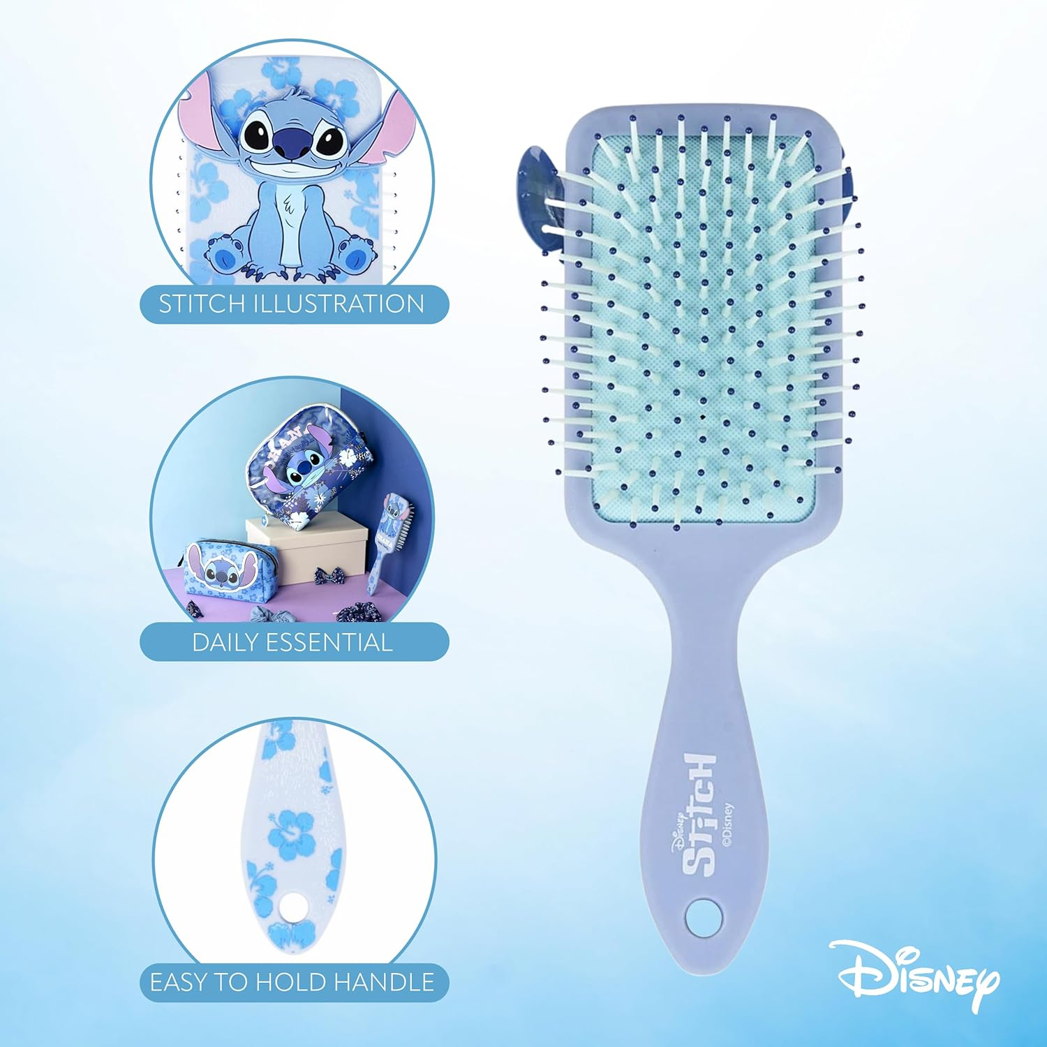 Spazzola Piatta per Capelli Lilo & Stitch DISNEY 22 CM con Personaggio 3d- 2349