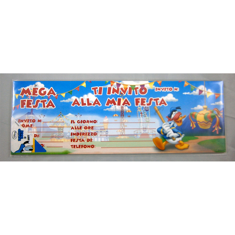 Biglietti di Inviti per Feste 15 Pz DISNEY Paperino Bendato