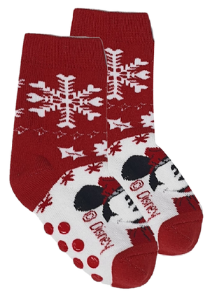 Calzini Antiscivolo Natale Minnie Mouse DISNEY in Spugna Bambini - Min0676