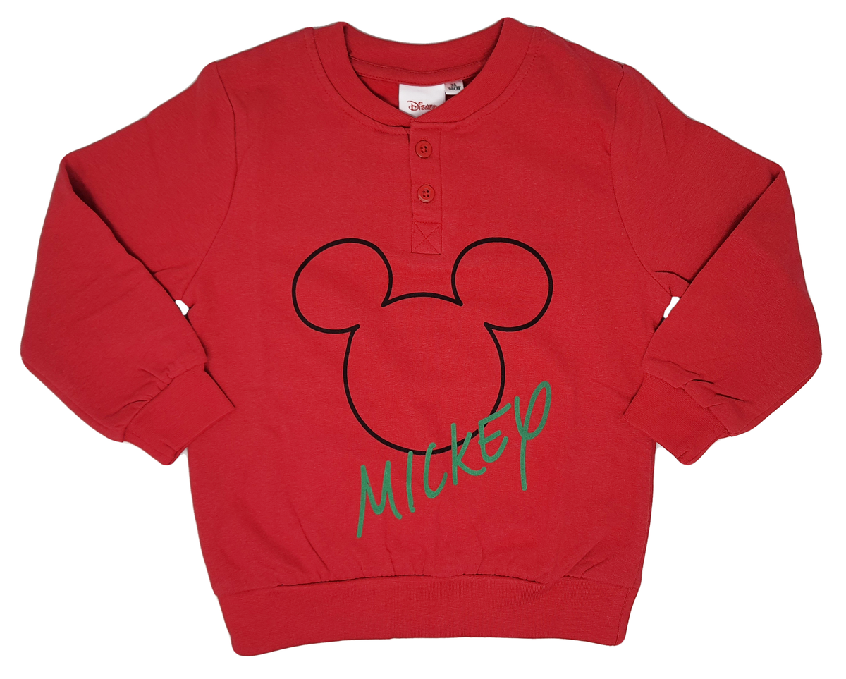 Pigiama Natalizio Mickey Mouse DISNEY Topolino T-Shirt Pantalone 100% Cotone Felpato - Mic0702