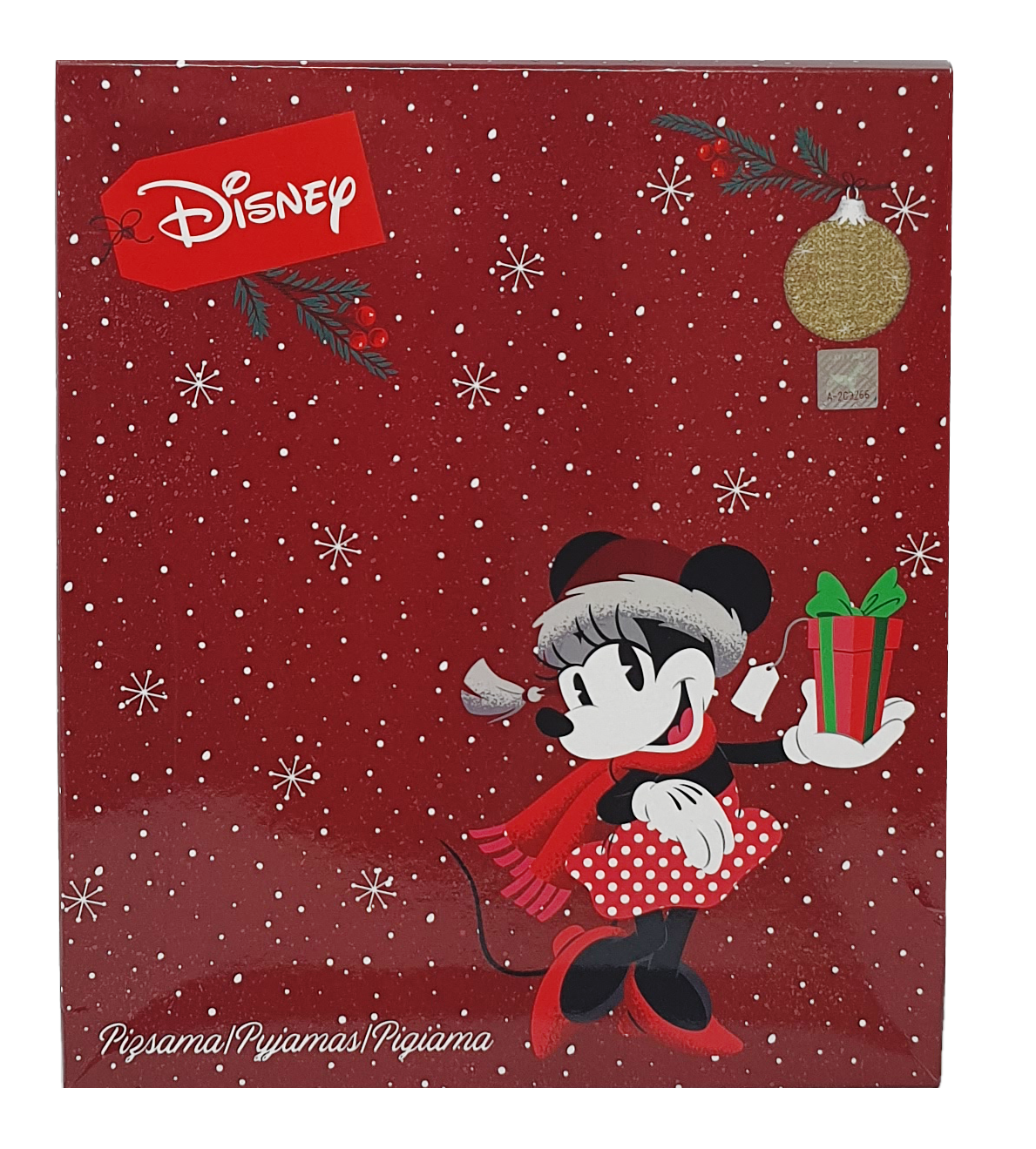 Pigiama Natalizio Minnie Mouse DISNEY T-Shirt Pantalone 100% Cotone Felpato - Min0679/1