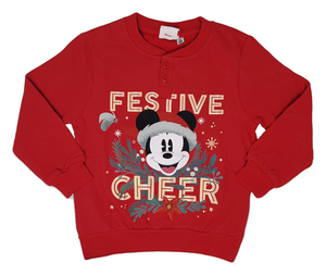 Pigiama Natalizio Mickey Mouse DISNEY Topolino T-Shirt Pantalone 100% Cotone Felpato - Mic0678/1