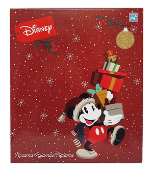 Pigiama Natalizio Mickey Mouse DISNEY Topolino T-Shirt Pantalone 100% Cotone Felpato - Mic0678/2