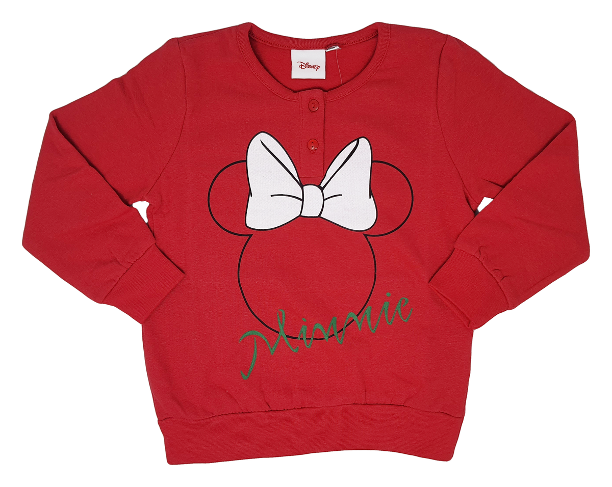 Pigiama Natalizio Minnie Mouse DISNEY T-Shirt Pantalone 100% Cotone Felpato Adulto - Min0705