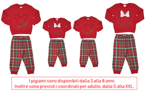 Pigiama Natalizio Minnie Mouse DISNEY T-Shirt Pantalone 100% Cotone Felpato Adulto - Min0705