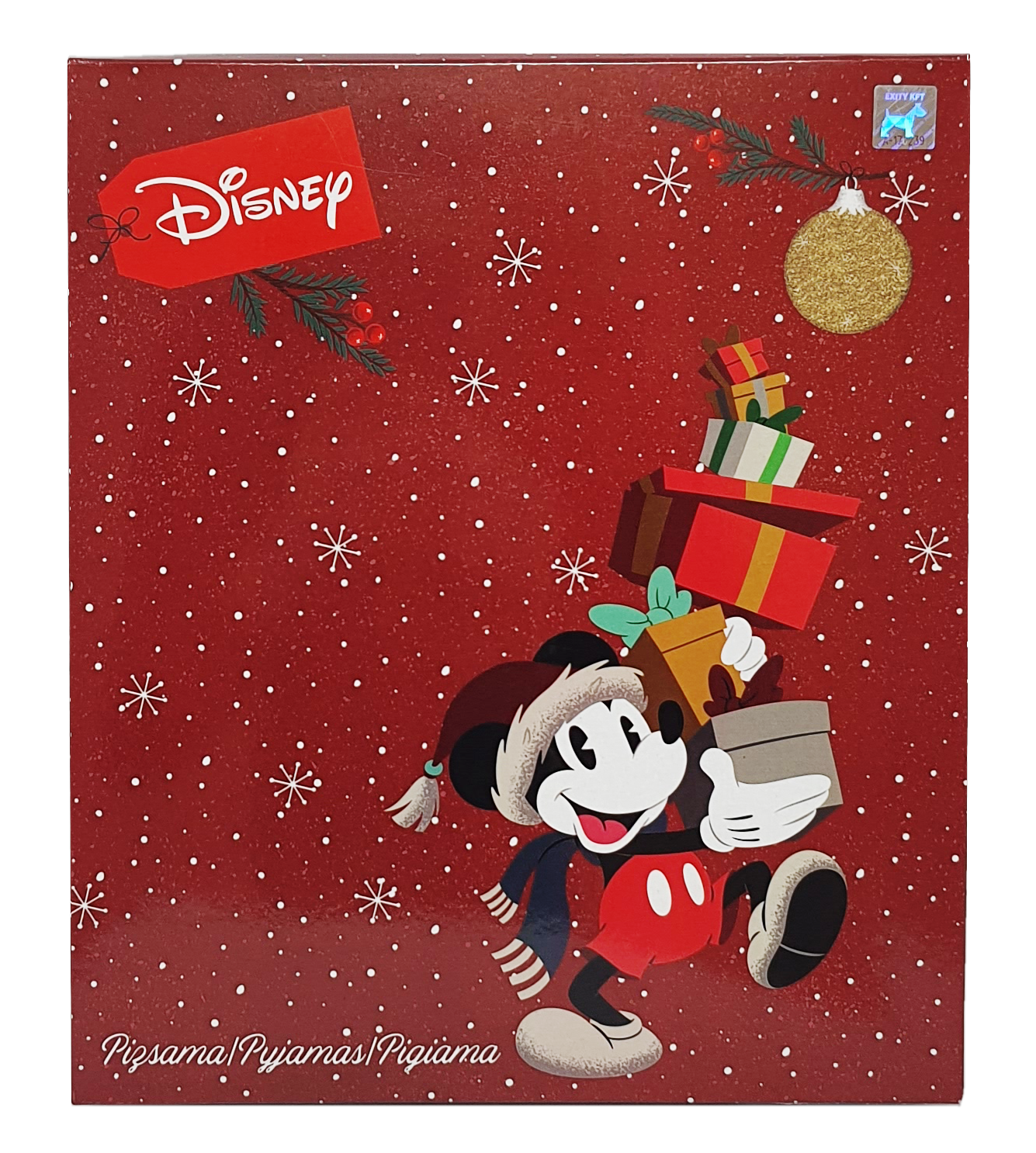 Pigiama Natalizio Mickey Mouse DISNEY Topolino T-Shirt Pantalone 100% Cotone Felpato Adulto - Mic0705