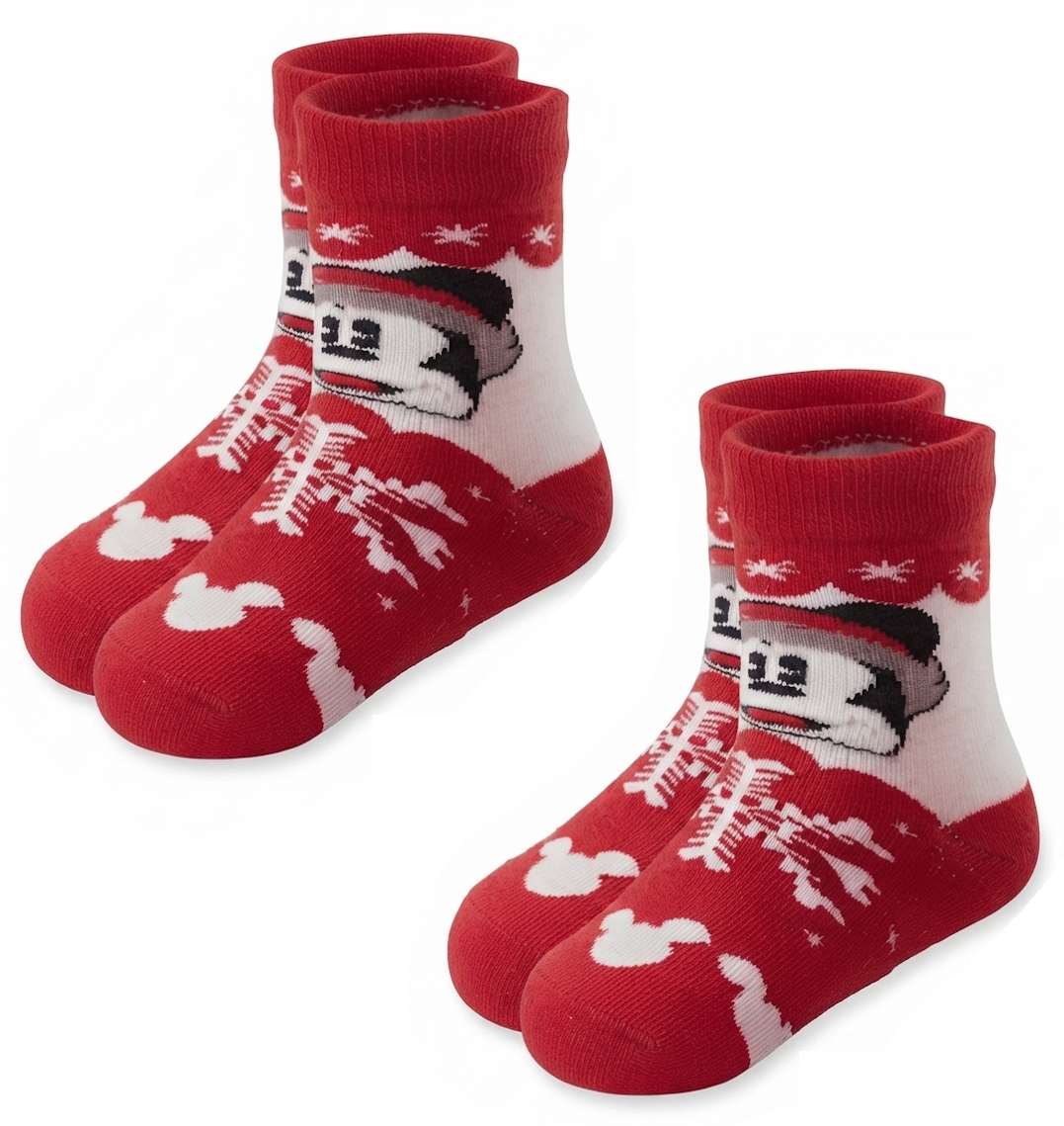 Calzini Antiscivolo Natale Mickey Mouse DISNEY Topolino in Spugna 2 Paia 23/26 - Mic0674