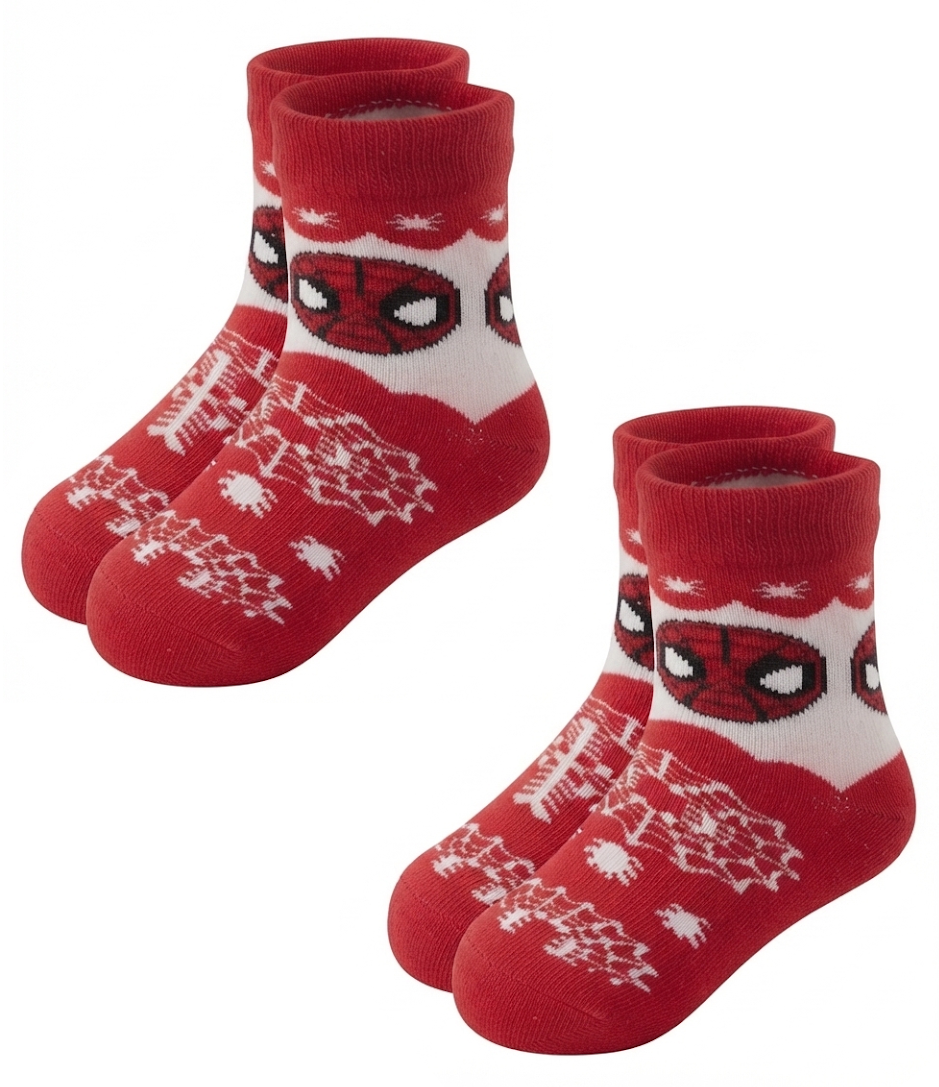 Calzini Antiscivolo Natale Spiderman MARVEL in Spugna 2 Paia 23/26 - Spm0675