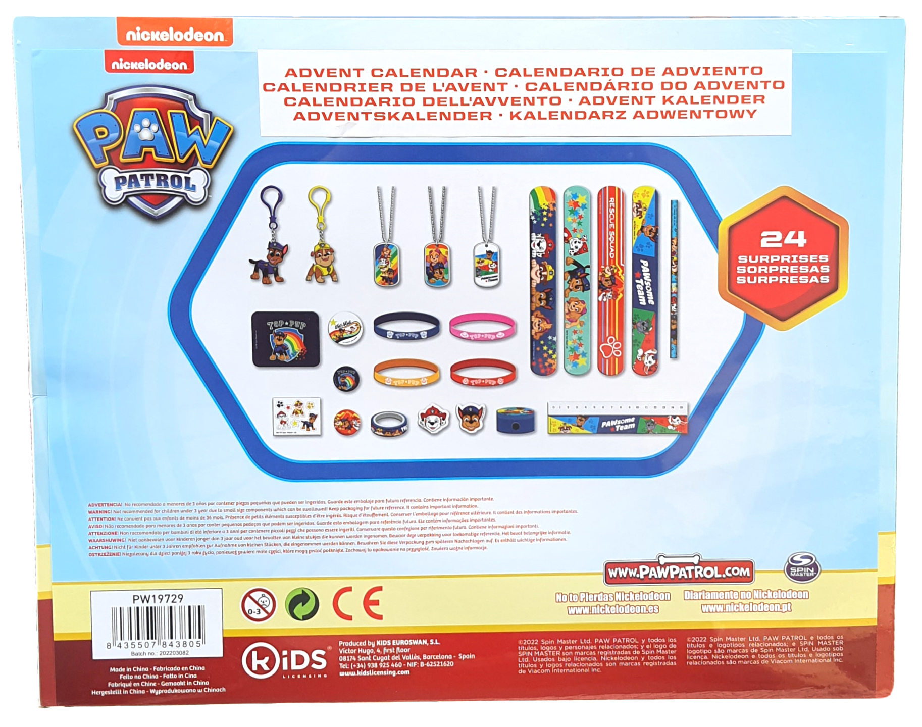 Calendario Dell'avvento Paw Patrol 24 Pezzi Accessori Bigiotteria Cancelleria - Pw19729