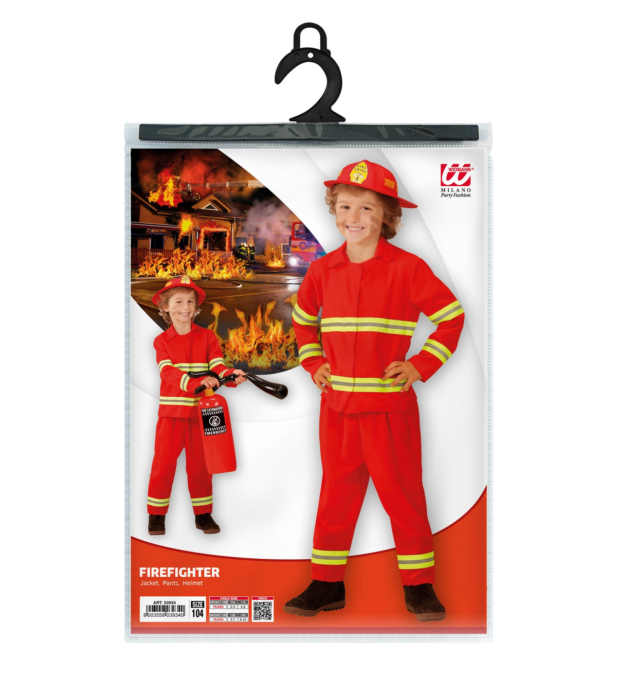 Costume Carnevale Pompiere Bambino Abito Travestimento - 0393