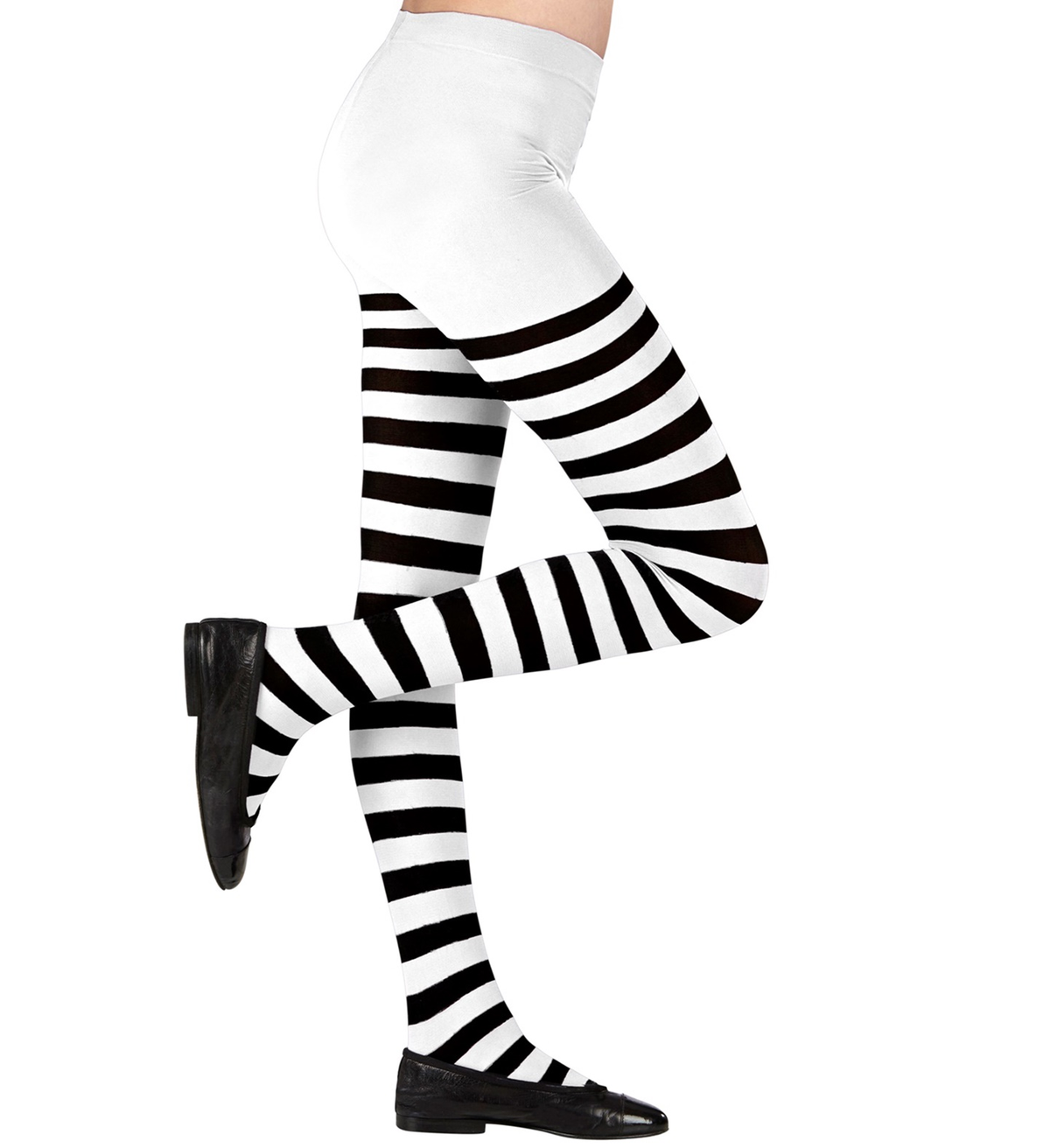 Calze Collant Rigate Bianco/nero 70 Den Accessori Travestimento Halloween Cosplay - 0122
