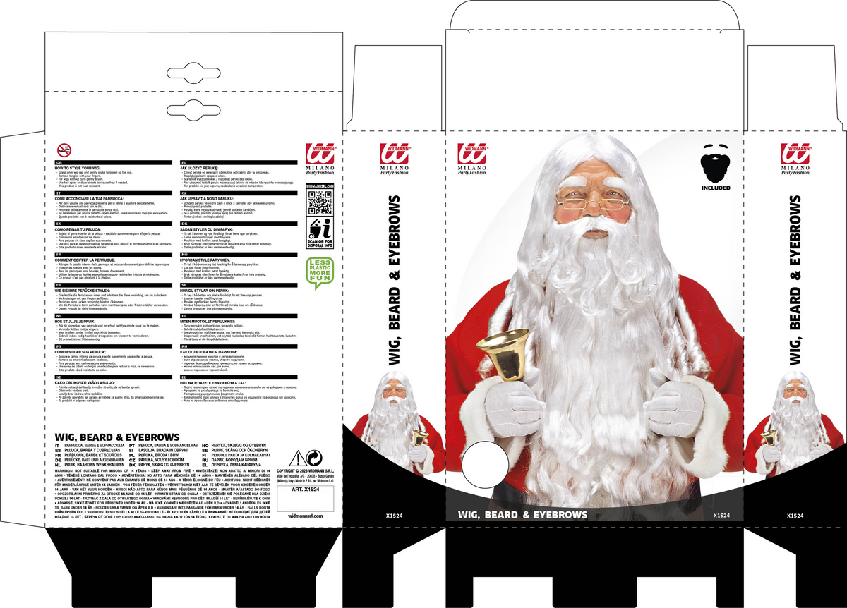Parrucca Babbo Natale Barba, Baffi e Sopracciglia Articolo Travestimento Natalizio