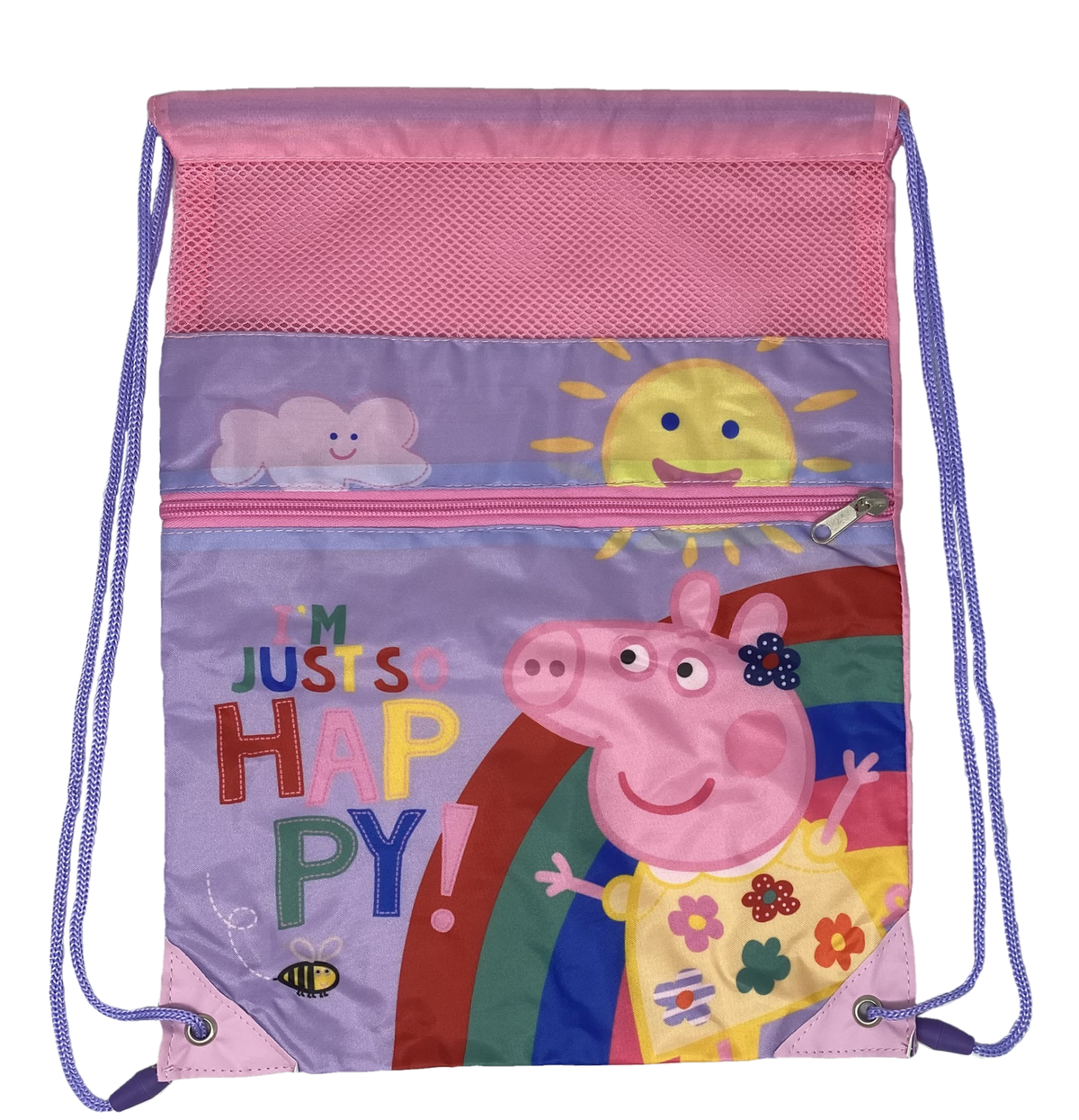 Sacca Peppa Pig con Chiusura a Coulisse Tasca Frontale Borsa Tempo Libero Palestra Cm. 40x30 - Pp17079