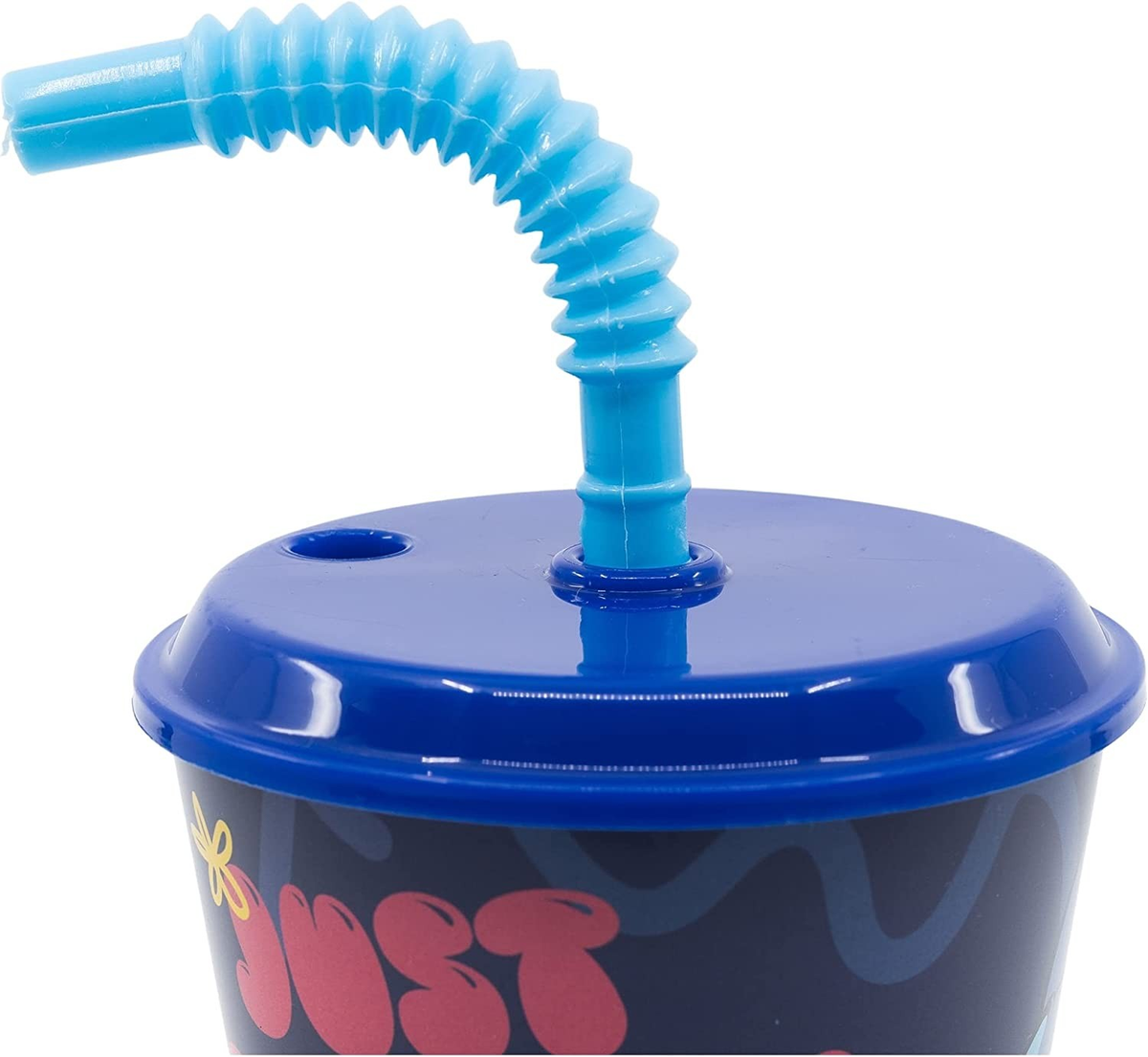 Set Bicchiere con Cannuccia e Portamerenda Stitch DISNEY 2 Pezzi in Plastica Riutilizzabile Bpa Free