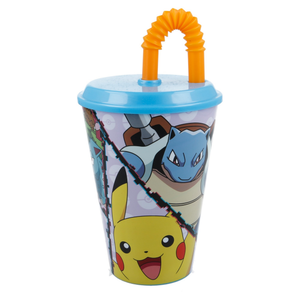 Bicchiere con Cannuccia Pokémon Semirigida Ml.430 - St08030