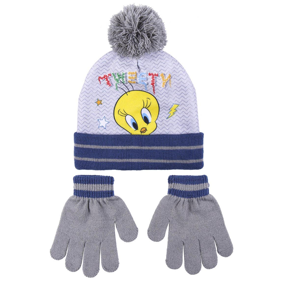 Cappello Invernale con Pon Pon e Guanti Titti Looney Tunes Taglia Unica - 9620