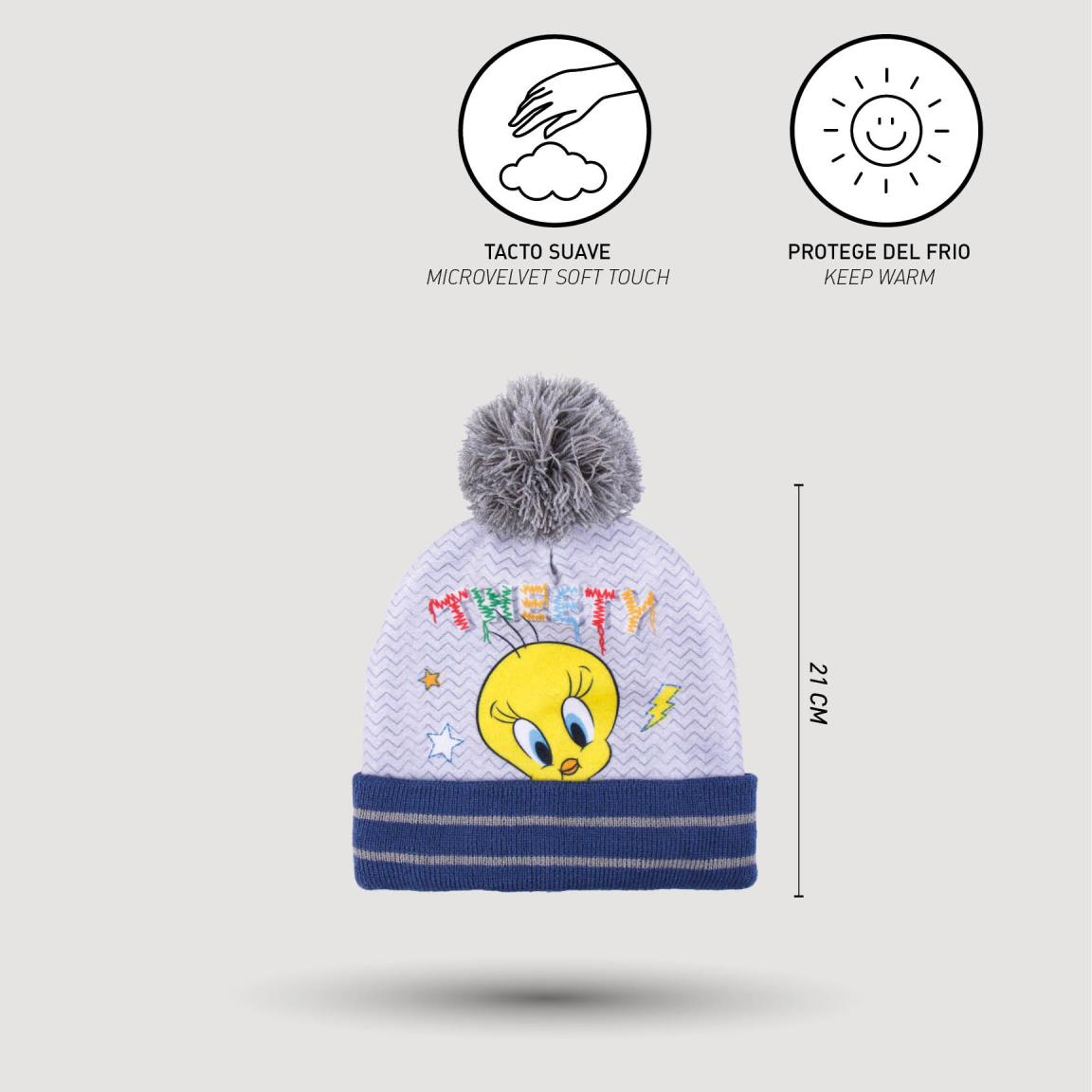 Cappello Invernale con Pon Pon e Guanti Titti Looney Tunes Taglia Unica - 9620