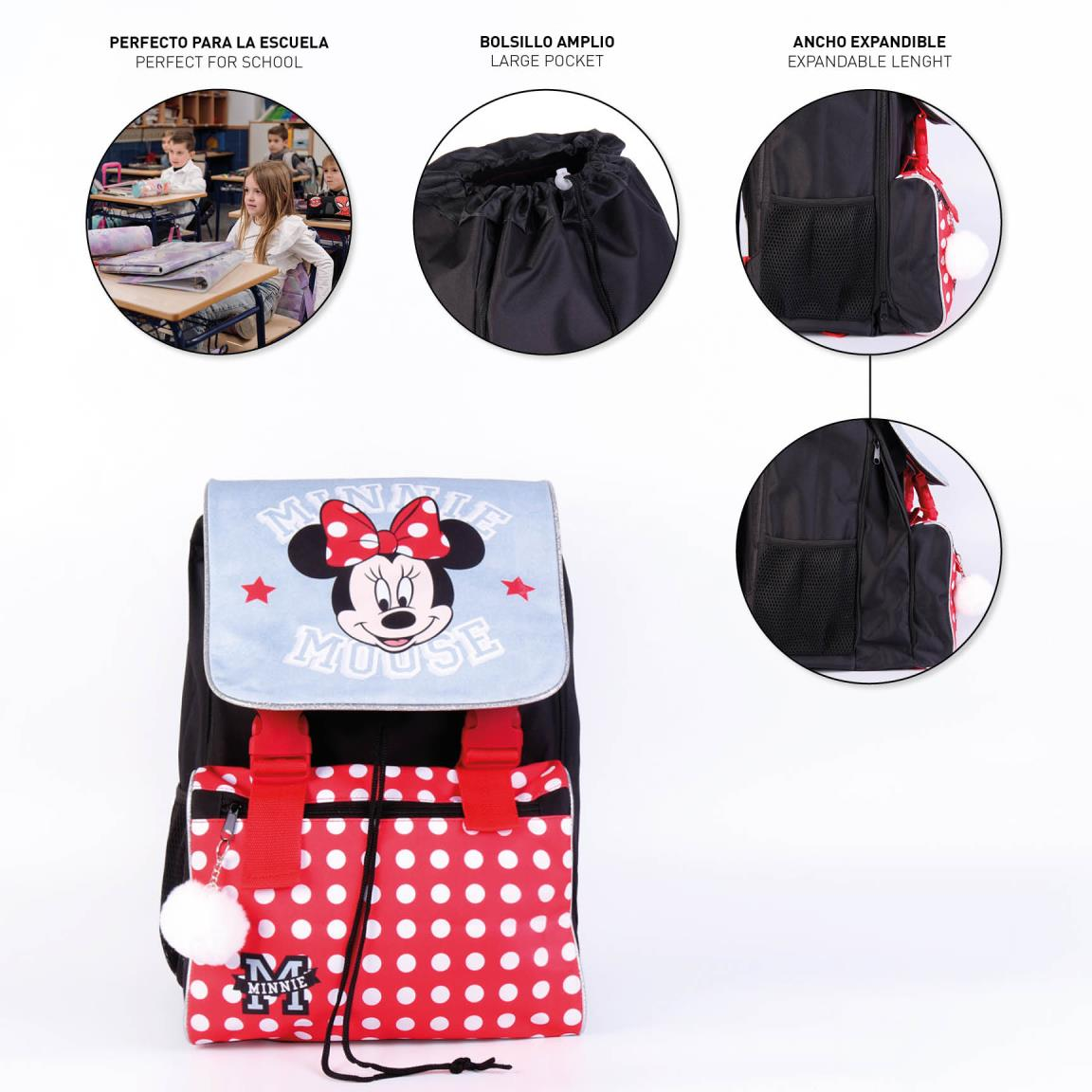 Zaino Minnie Mouse DISNEY Estensibile Scuola Elementare - 4025