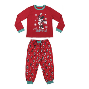 Pigiama Natalizio Minnie Mouse DISNEY 100% Cotone Jersey Bambina - 8164
