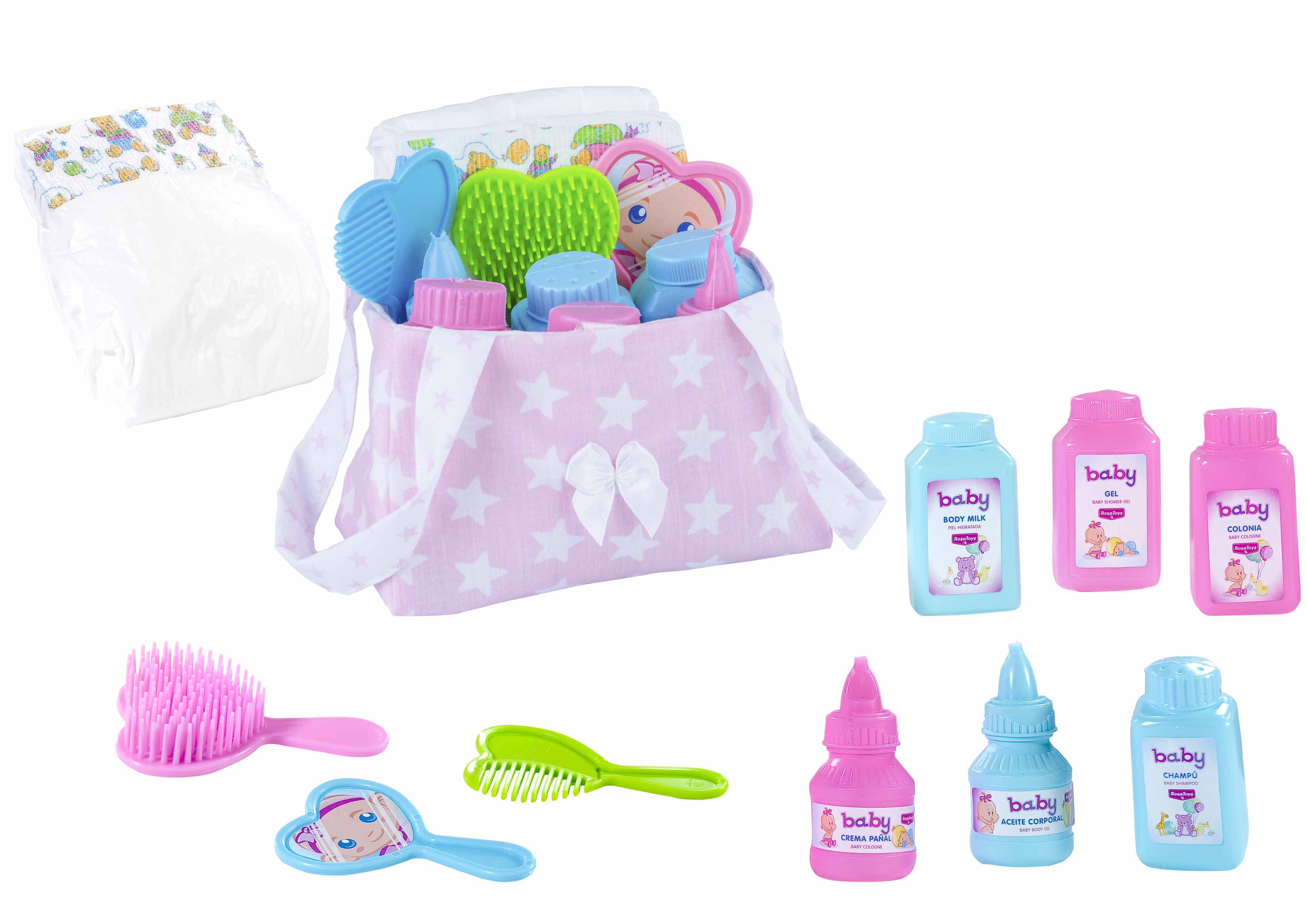 Bambola con Accessori Bagnetto Rauber 28 CM 11 Pezzi Vasca- 2708+0116