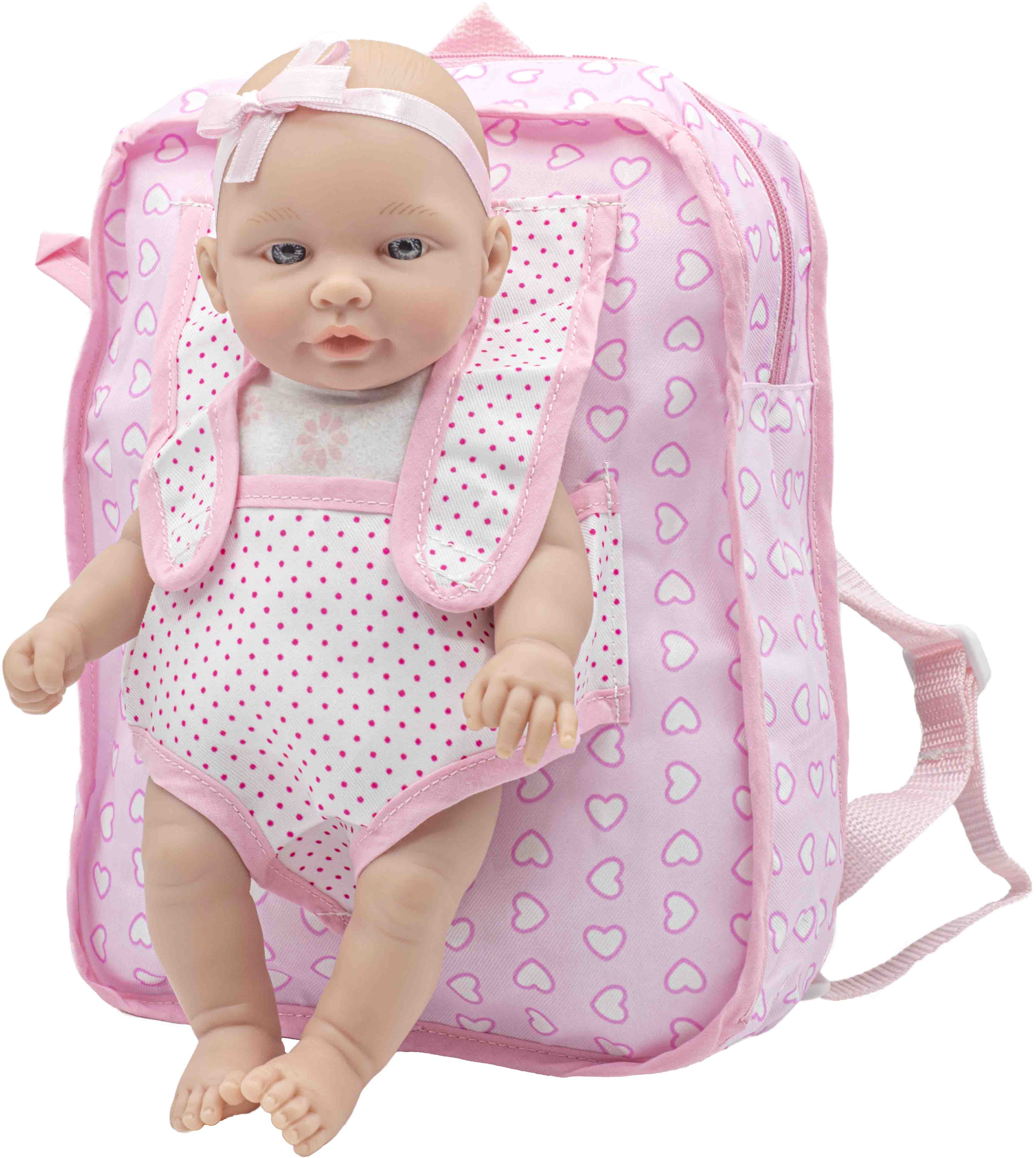 Bambola con Zaino Rauber con Certificato di Nascita 28 CM in Scatola - 2704