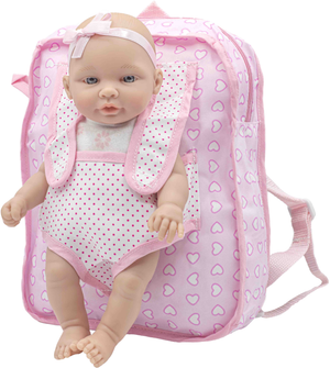 Bambola con Zaino Rauber con Certificato di Nascita 28 CM in Scatola - 2704