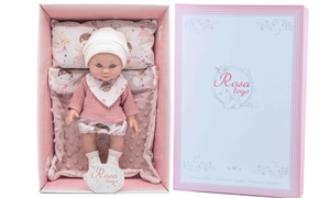 Bambola con Coperta e Cuscino Rauber 30 CM Accessori in Scatola - 3120rosa