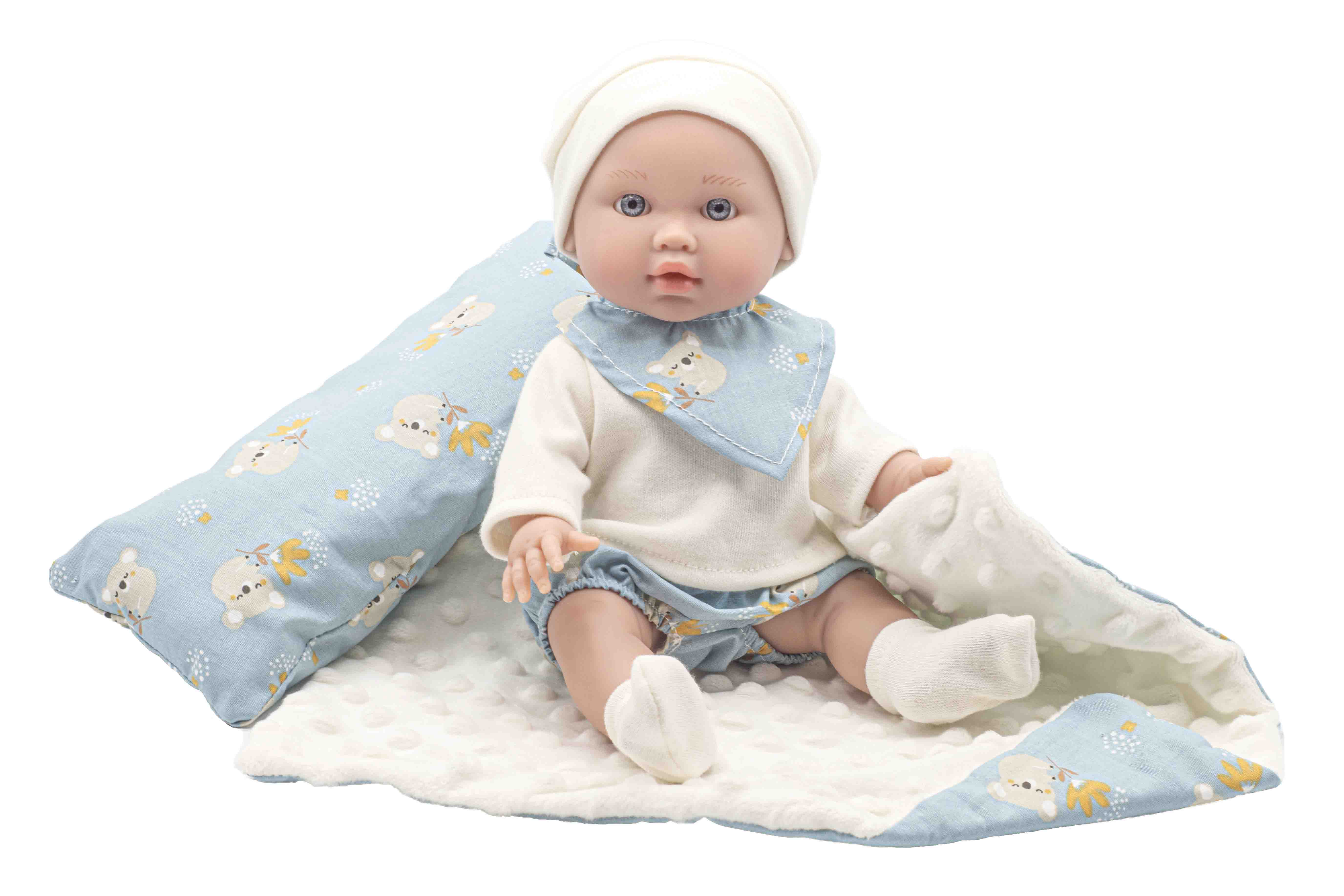 Bambola con Coperta e Cuscino Rauber 30 CM Accessori in Scatola - 3120celeste