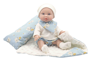 Bambola con Coperta e Cuscino Rauber 30 CM Accessori in Scatola - 3120celeste