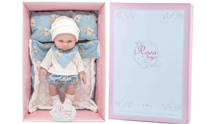 Bambola con Coperta e Cuscino Rauber 30 CM Accessori in Scatola - 3120celeste