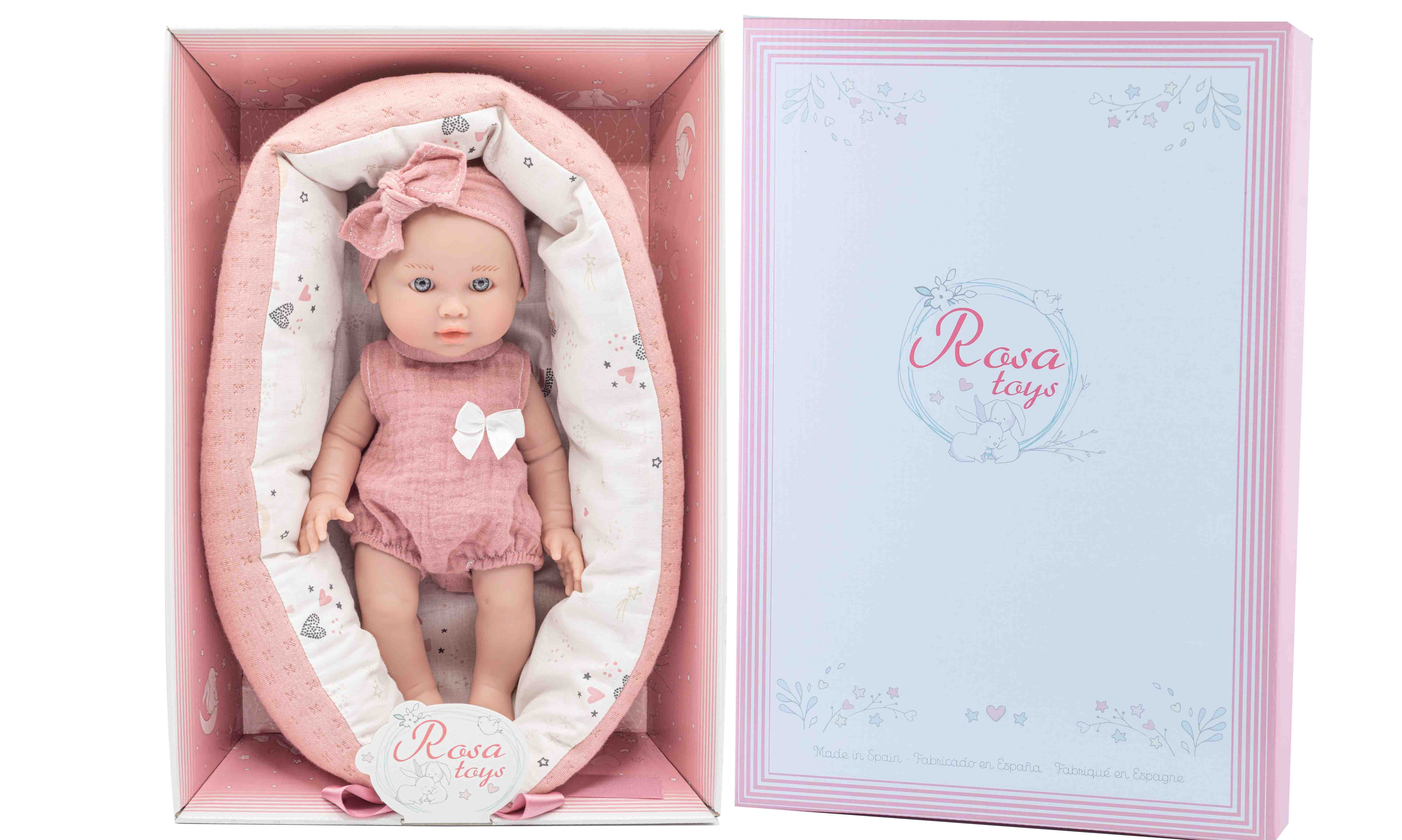 Bambola con Lettino Rauber 30 CM Accessori in Scatola - 3121rosa