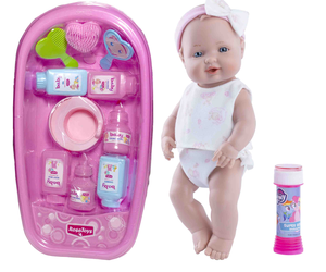 Bambola con Vasca e Bolle di Sapone Rauber 35 CM Soffia Accessori in Scatola - 3915