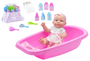 Bambola con Accessori Bagnetto Rauber 28 CM 11 Pezzi Vasca- 2708+0116