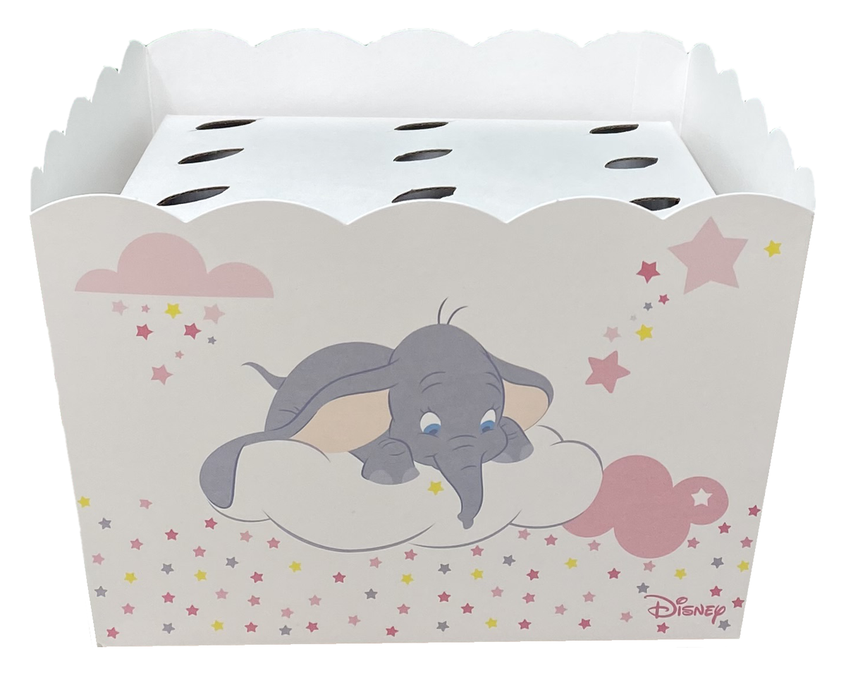 Contenitore Portaconi Dumbo DISNEY Vaso + Inserto per 12 Bomboniere Coni Rosa - 68158+16921