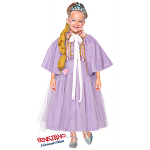Vestito Carnevale Principessa Treccia D'oro Costume Travestimento Bambina - 57140