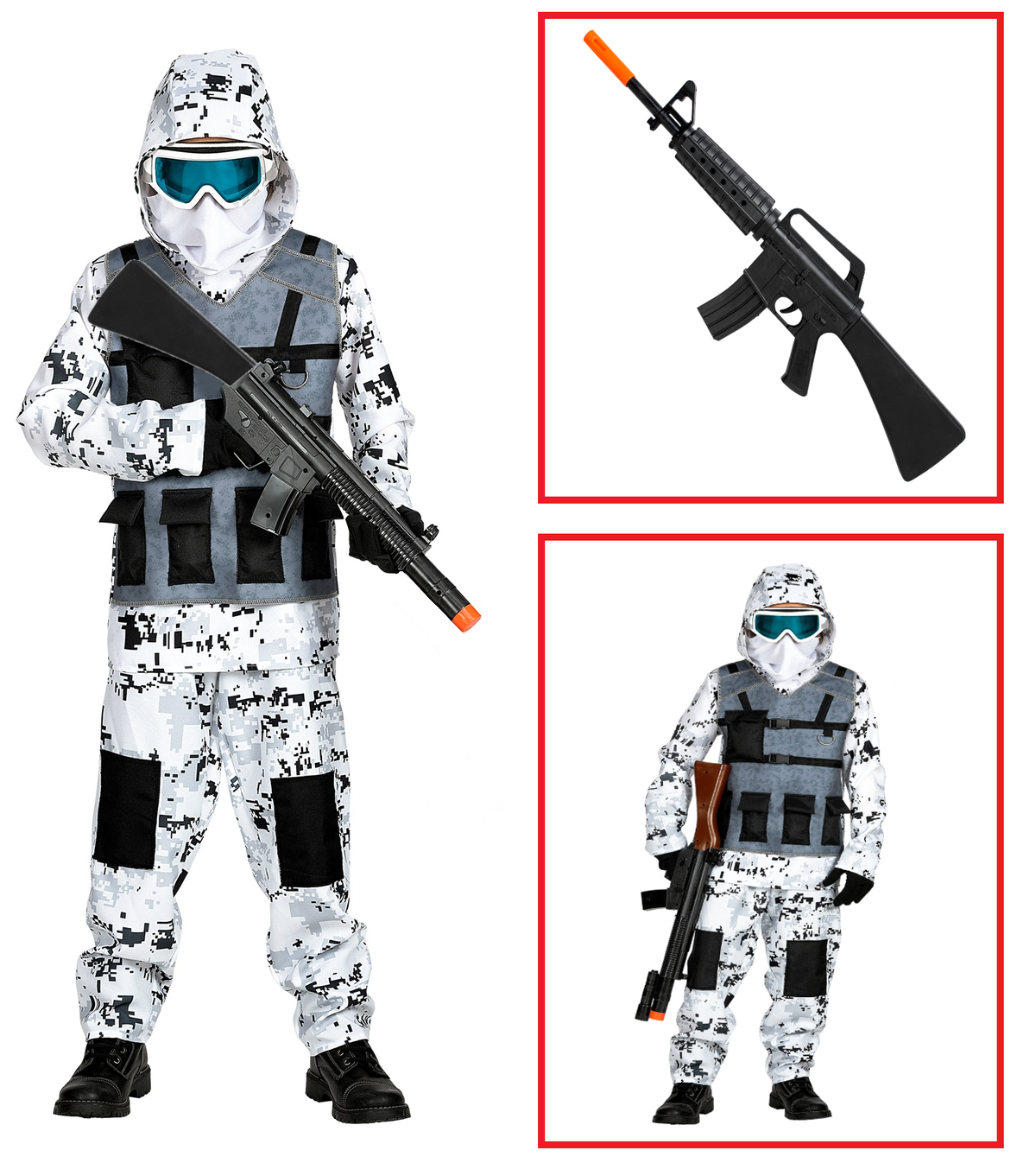 Vestito Carnevale + Accessori Artic Special Forces Fucile D'assalto Travestimento 14/16 Anni