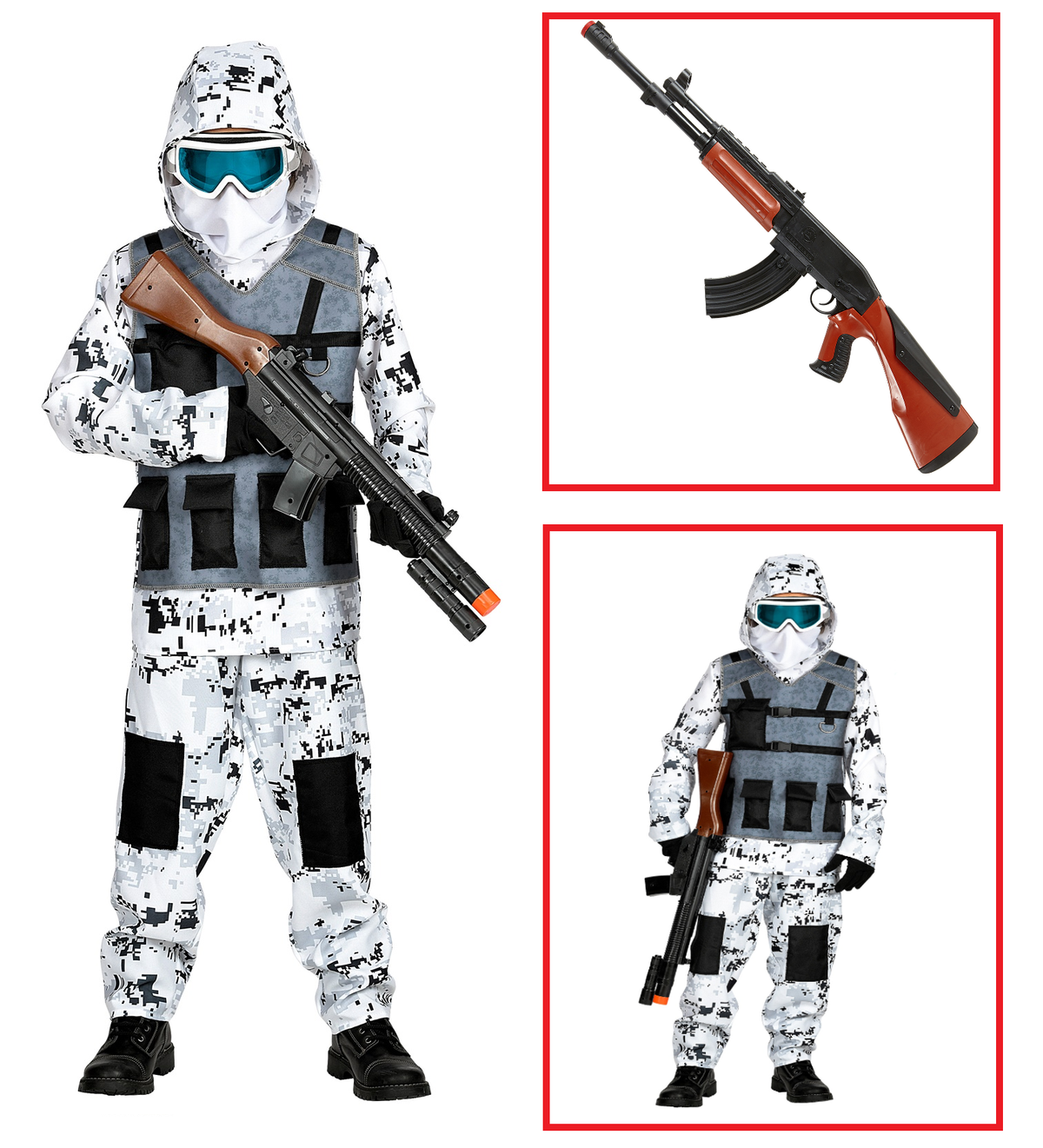 Vestito Carnevale + Accessori Artic Special Forces Kalashnikov Travestimento 5/7 Anni