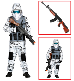 Vestito Carnevale + Accessori Artic Special Forces Kalashnikov Travestimento 8/10 Anni