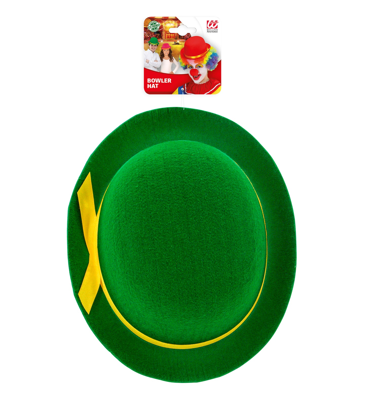 Bombetta Verde Clown Cappello in Feltro Accessri Abito Vestito Carnevale Bambino - 32634
