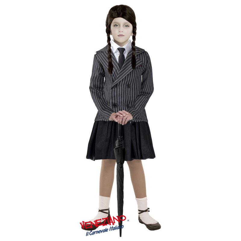 Costume Vestito Travestimento Abito Carnevale Ragazza Triste a Scuola (mercoledì) - 88611