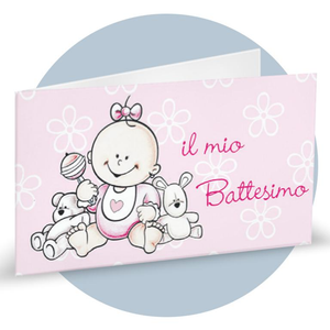 Biglietti per Bomboniere Battesimo Bambina Rosa 20 Pezzi Personalizzabili - Bff2056