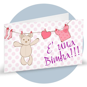 Biglietti per Bomboniere Nascita Panni Stesi Rosa 20 Pezzi Personalizzabili - Bff2091