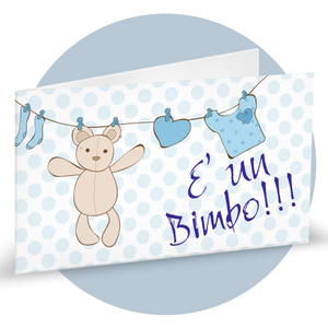 Biglietti per Bomboniere Nascita Panni Stesi Celeste 20 Pezzi Personalizzabili - Bff2092