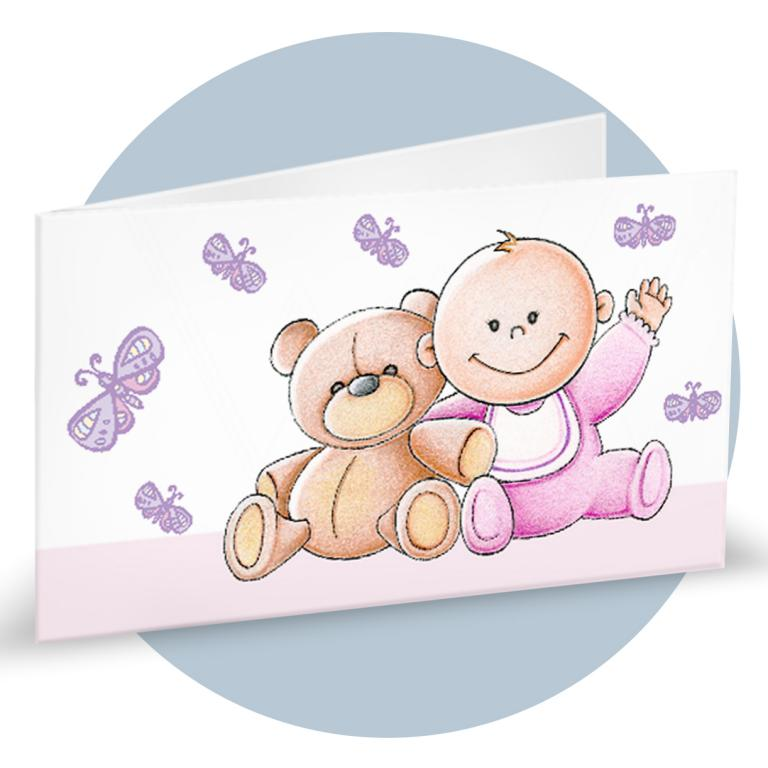 Biglietti per Bomboniere Nascita Bambina Rosa 20 Pezzi Personalizzabili - Bff2066